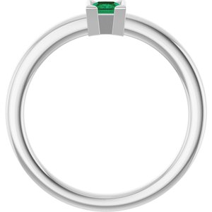 Sterling Silver Natural Emerald Family Stackable Ring