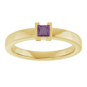 14K Yellow Gold Lab-Grown Alexandrite Family Stackable Ring