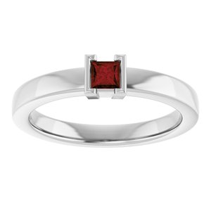 Sterling Silver Natural Mozambique Garnet Family Stackable Ring