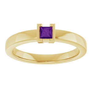 14K Yellow Gold Natural Amethyst Family Stackable Ring