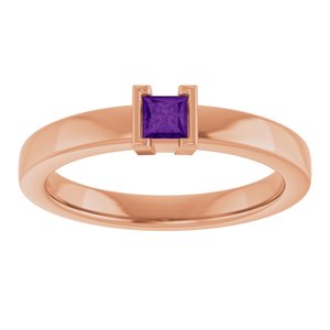 14K Rose Gold Natural Amethyst Family Stackable Ring