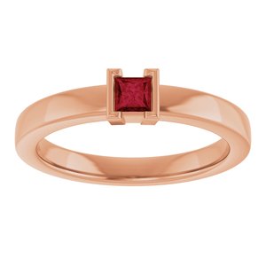 14K Rose Gold Lab-Grown Ruby Family Stackable Ring