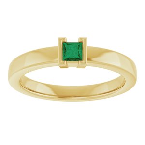 14K Yellow Gold Natural Emerald Family Stackable Ring