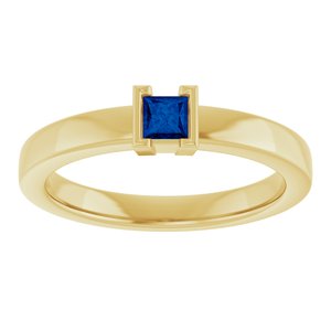 14K Yellow Gold Lab-Grown Blue Sapphire Family Stackable Ring