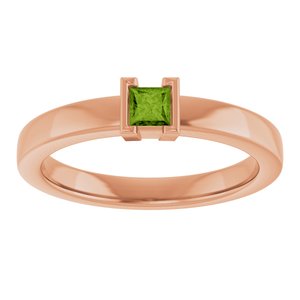 14K Rose Gold Natural Peridot Family Stackable Ring