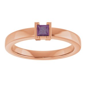14K Rose Gold Lab-Grown Alexandrite Family Stackable Ring
