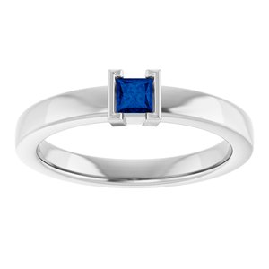 Sterling Silver Natural Blue Sapphire Family Stackable Ring