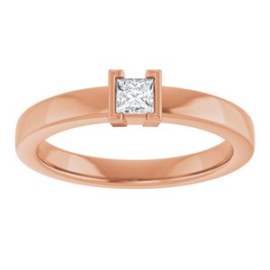 14K Rose Gold 1/6 CT Natural Diamond Family Stackable Ring