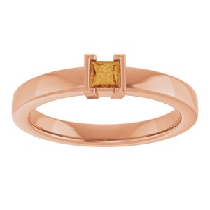14K Rose Gold Natural Citrine Family Stackable Ring