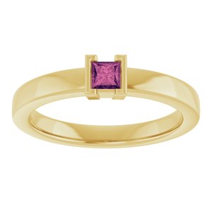 14K Yellow Gold Natural Pink Tourmaline Family Stackable Ring
