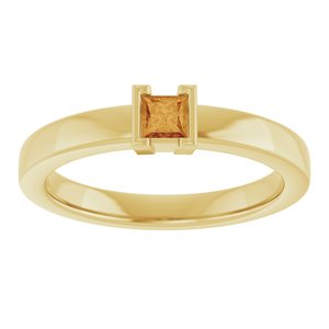 14K Yellow Gold Natural Citrine Family Stackable Ring