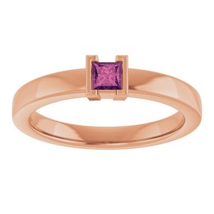 14K Rose Gold Natural Pink Tourmaline Family Stackable Ring