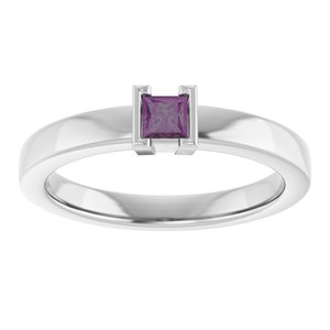 Sterling Silver Lab-Grown Alexandrite Family Stackable Ring
