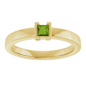 14K Yellow Gold Natural Peridot Family Stackable Ring