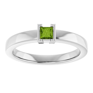 Sterling Silver Natural Peridot Family Stackable Ring