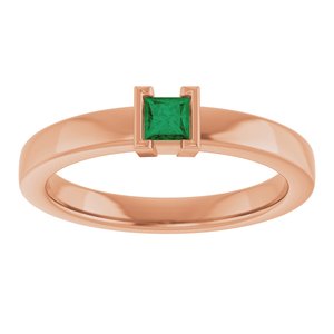 14K Rose Gold Natural Emerald Family Stackable Ring