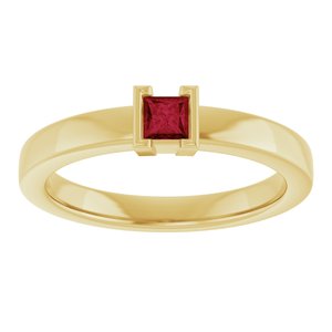 14K Yellow Gold Lab-Grown Ruby Family Stackable Ring