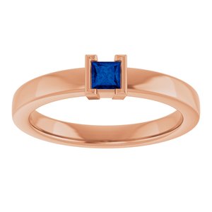 14K Rose Gold Lab-Grown Blue Sapphire Family Stackable Ring