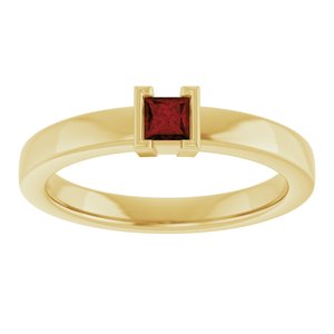 14K Yellow Gold Natural Mozambique Garnet Family Stackable Ring