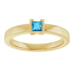 14K Yellow Gold Natural Aquamarine Family Stackable Ring