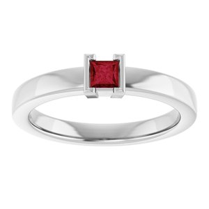 Sterling Silver Natural Ruby Family Stackable Ring