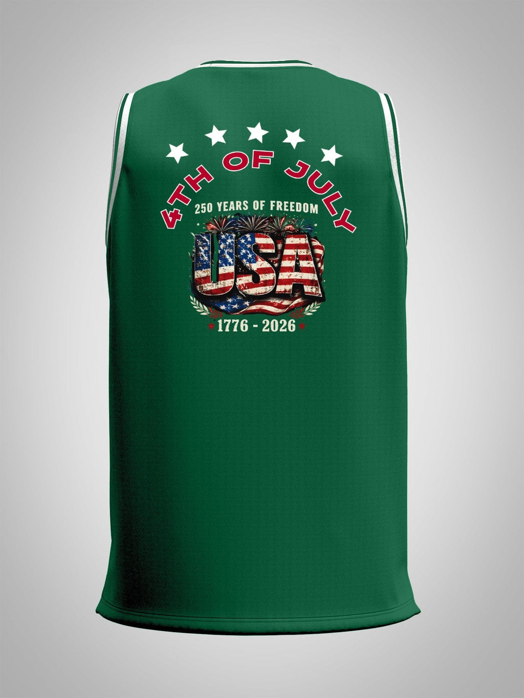 4th of July Adult Green Basketball Jersey | Ships From USA