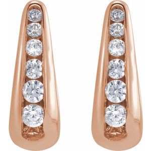 14K Rose Gold 1/4 CTW Lab-Grown Diamond Huggie 11.5 mm Hoop Earrings