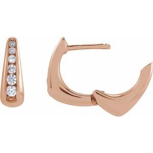 14K Rose Gold 1/4 CTW Lab-Grown Diamond Huggie 11.5 mm Hoop Earrings