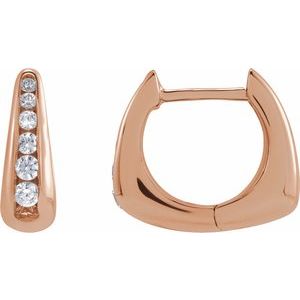 14K Rose Gold 1/4 CTW Lab-Grown Diamond Huggie 11.5 mm Hoop Earrings