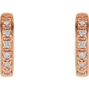 14K Rose Gold 1/10 CTW Natural Diamond Hinged 12.4 mm Hoop Earrings – image 2