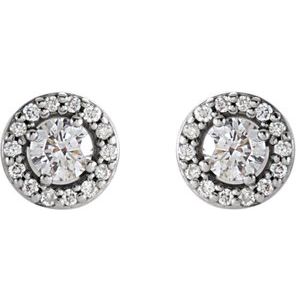 14K White Gold 1/4 CTW Natural Diamond Halo-Style Earrings – image 2