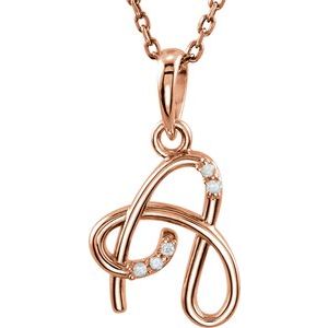 14K Rose Gold .02 CTW Natural Diamond Initial A 18" Necklace