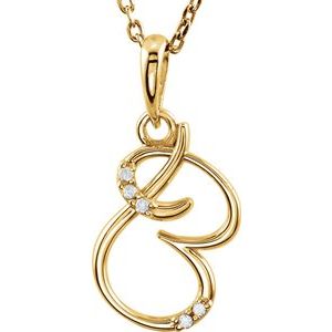 14K Yellow Gold .025 CTW Natural Diamond Initial B 18" Necklace