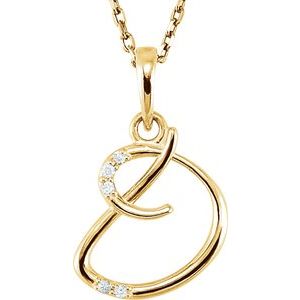 14K Yellow Gold .025 CTW Natural Diamond Initial D 18" Necklace