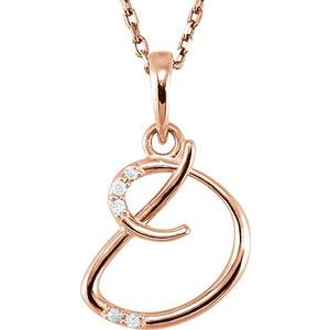 14K Rose Gold .025 CTW Natural Diamond Initial D 18" Necklace