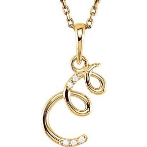 14K Yellow Gold .02 CTW Natural Diamond Initial E 18" Necklace