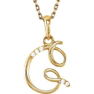 14K Yellow Gold .02 CTW Natural Diamond Initial G 18" Necklace