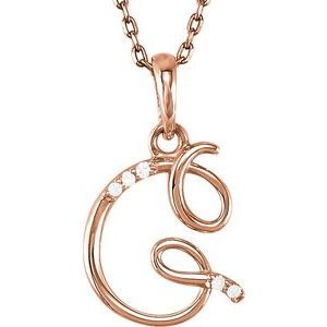 14K Rose Gold .025 CTW Natural Diamond Initial G 18" Necklace