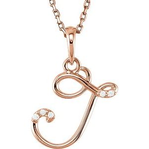 14K Rose Gold .02 CTW Natural Diamond Initial J 18" Necklace