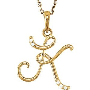 14K Yellow Gold .025 CTW Natural Diamond Initial K 18" Necklace