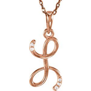 14K Rose Gold .02 CTW Natural Diamond Initial L 18" Necklace