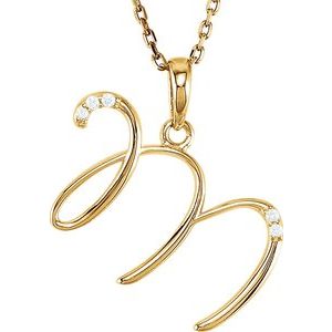14K Yellow Gold .025 CTW Natural Diamond Initial M 18" Necklace