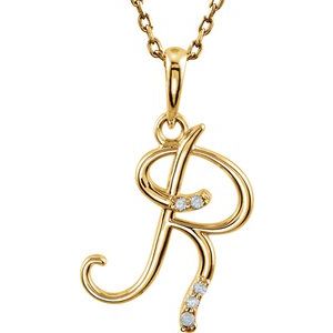 14K Yellow Gold .02 CTW Natural Diamond Initial S 18" Necklace