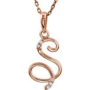 14K Rose Gold .02 CTW Natural Diamond Initial S 18" Necklace