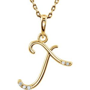 14K Yellow Gold .025 CTW Natural Diamond Initial T 18" Necklace