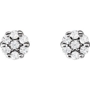 14K White Gold 1/10 CTW Natural Diamond Cluster Earrings – image 2
