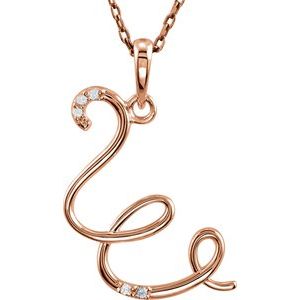 14K Rose Gold .025 CTW Natural Diamond Initial W 18" Necklace