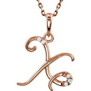 14K Rose Gold .025 CTW Natural Diamond Initial X 18" Necklace