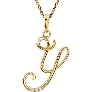 14K Yellow Gold .025 CTW Natural Diamond Initial Y 18" Necklace