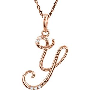 14K Rose Gold .02 CTW Natural Diamond Initial Y 18" Necklace